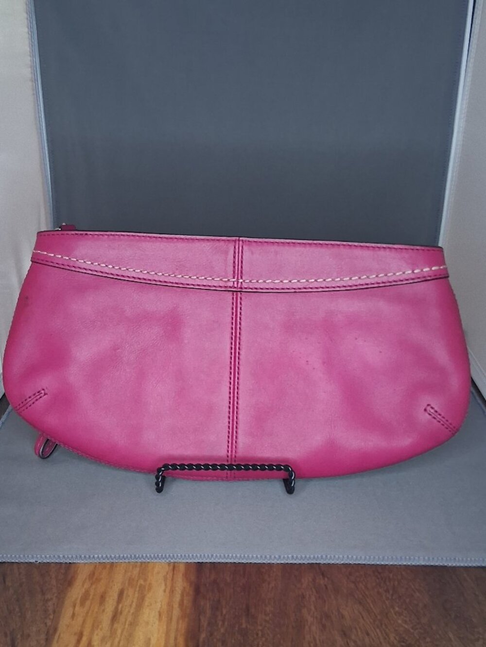Coach 2009 Soho Magenta Pink Leather Pleated Clutch Wristlet F13734 - Picture 4 of 13